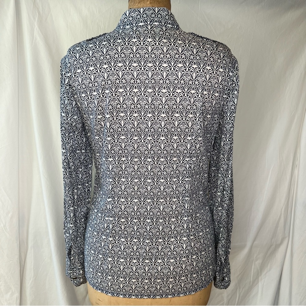 Tory Burch Cotton Collared Button Down Blouse Nav… - image 6